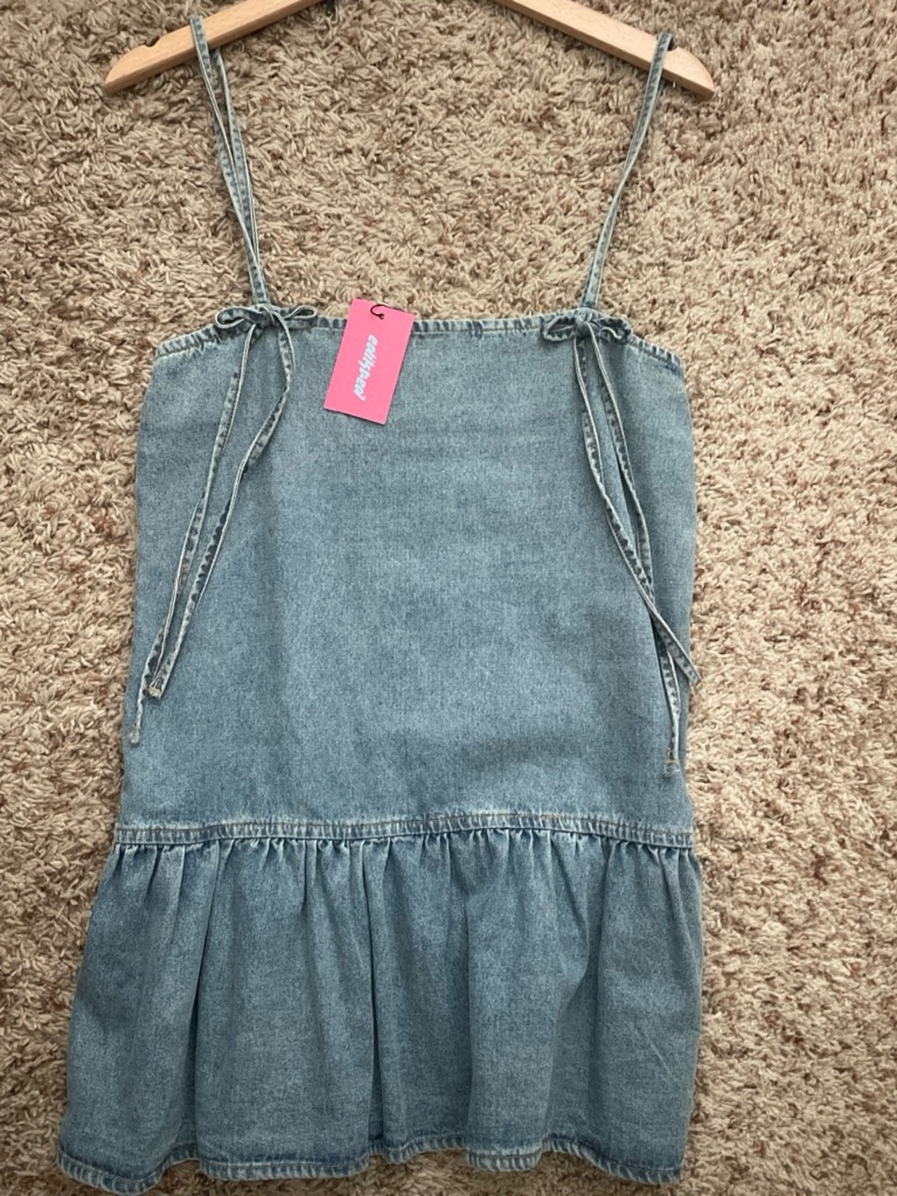 Edikted Light Blue Denim Slip Dress